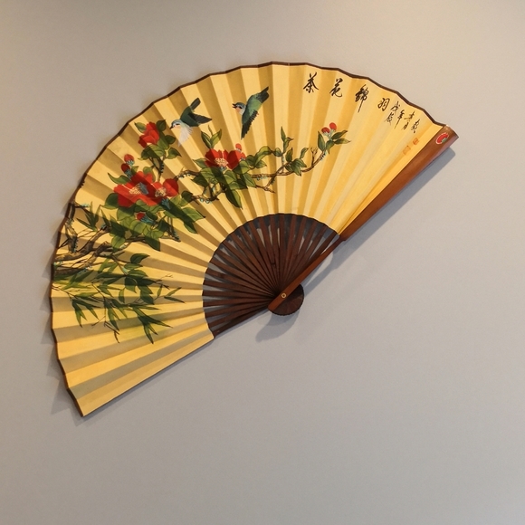 Hand painted medium Chinese Fan Wall Art - Picture 1 of 3